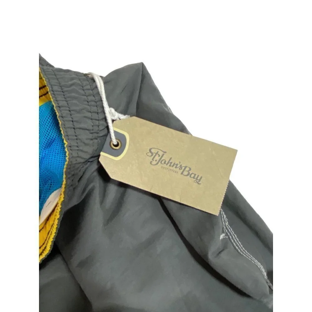 NWT St. John's Bay Men's Swim Suit Midnight Gray Four Pockets Size XXL‎